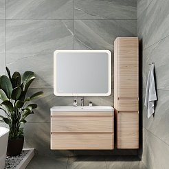 Style Line Мебель для ванной подвесная Атлантика 100, Люкс ясень перламутр, PLUS – фотография-2